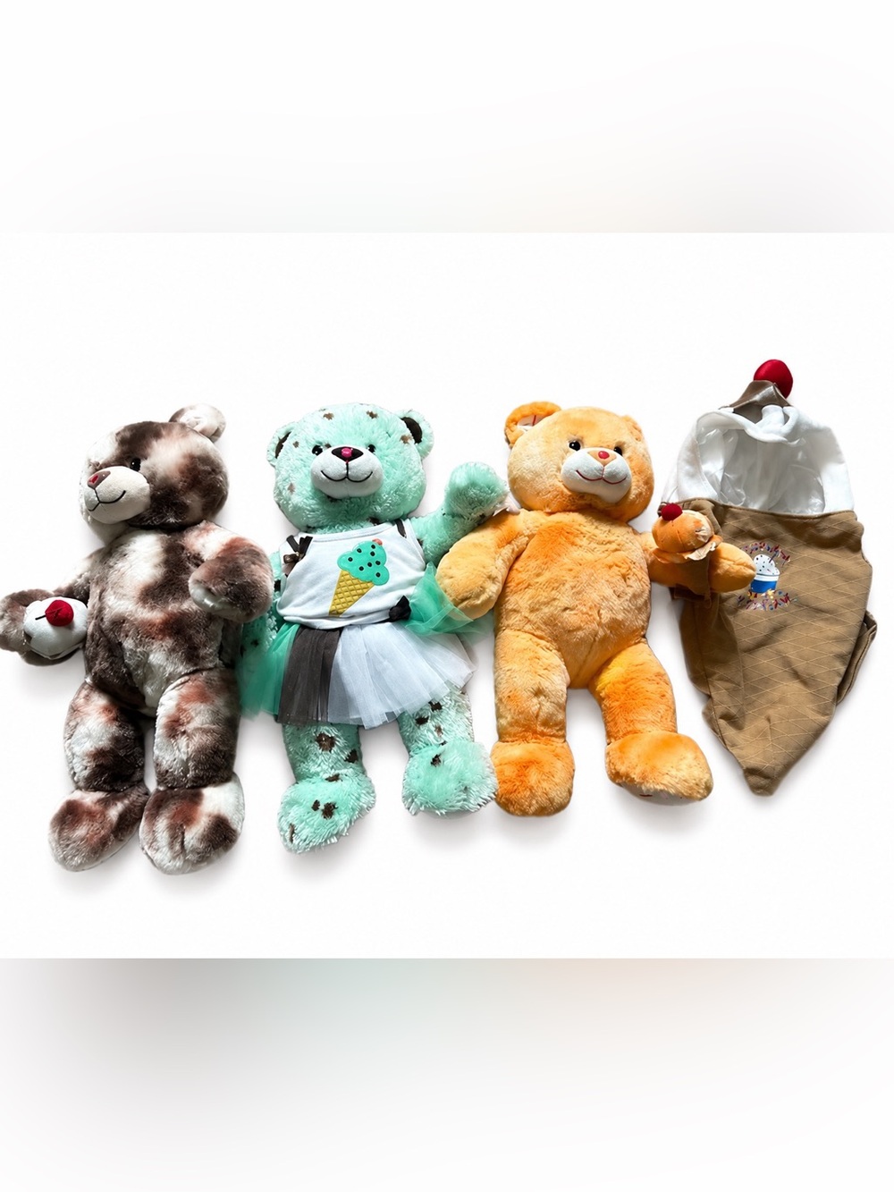 Build‑A‑Bear Sweet Treats Ice Cream Bear Lot Hot Fudge Mint Chip Orange Sherbet